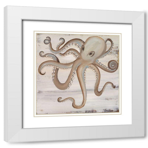 Octopus White Modern Wood Framed Art Print with Double Matting by Ritter, Gina