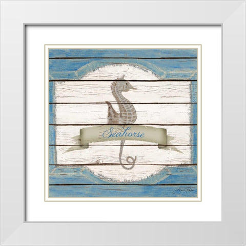 Seahorse White Modern Wood Framed Art Print with Double Matting by Ritter, Gina