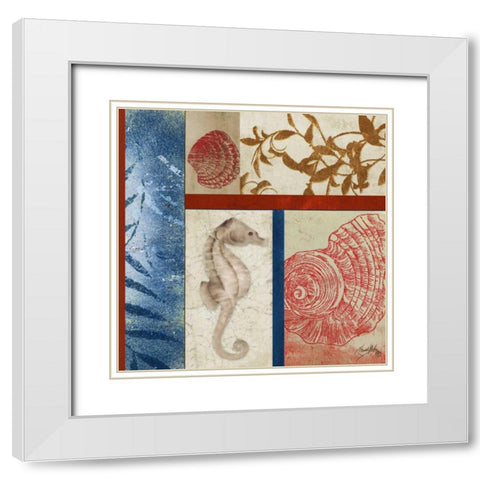 Nautical Surroundings Squares I White Modern Wood Framed Art Print with Double Matting by Medley, Elizabeth