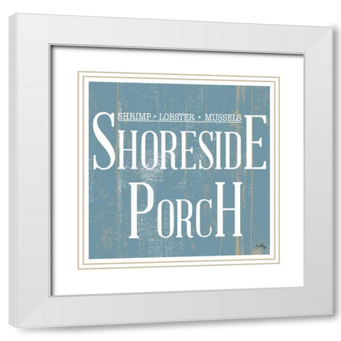 Shoreside Porch Square White Modern Wood Framed Art Print with Double Matting by Medley, Elizabeth