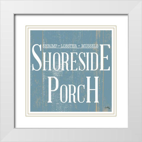 Shoreside Porch Square White Modern Wood Framed Art Print with Double Matting by Medley, Elizabeth