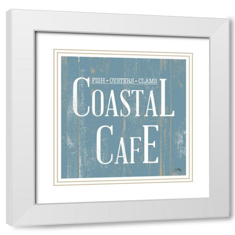 Coastal Cafe Square White Modern Wood Framed Art Print with Double Matting by Medley, Elizabeth