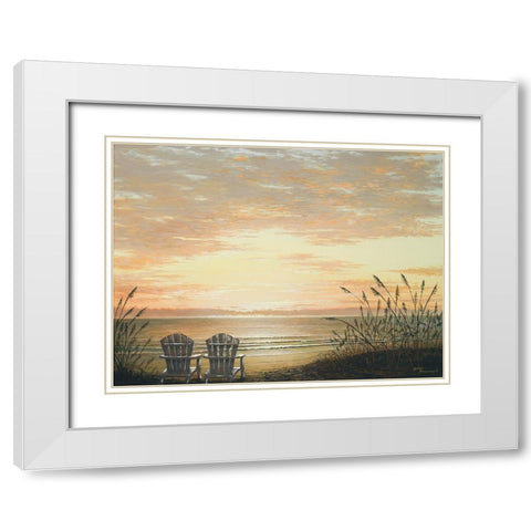 Sunset Chairs White Modern Wood Framed Art Print with Double Matting by Nawrocke, Bruce