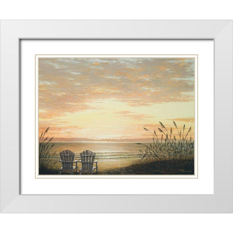 Sunset Chairs White Modern Wood Framed Art Print with Double Matting by Nawrocke, Bruce