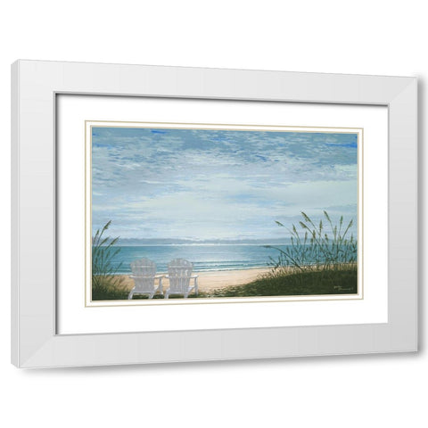 Beach Chairs White Modern Wood Framed Art Print with Double Matting by Nawrocke, Bruce