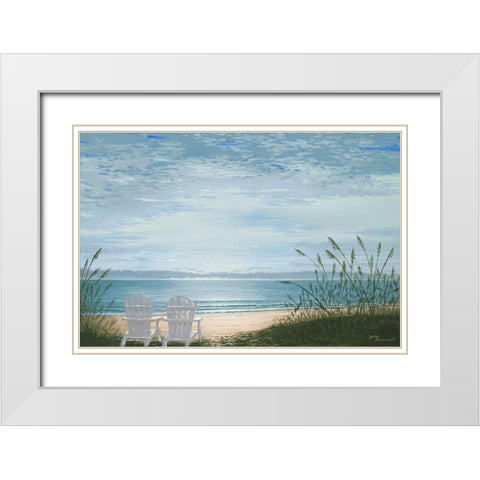 Beach Chairs White Modern Wood Framed Art Print with Double Matting by Nawrocke, Bruce