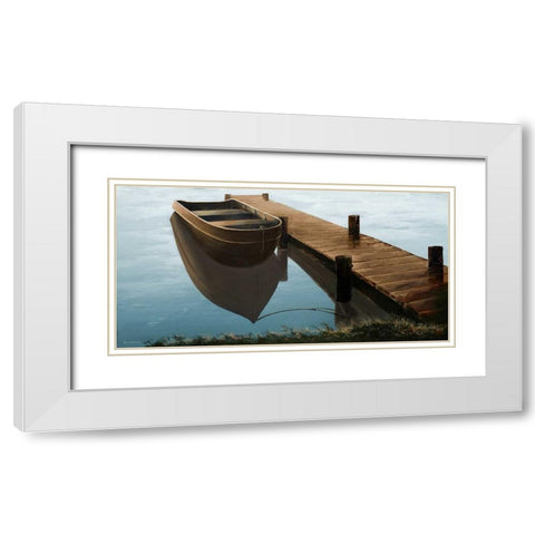 Quiet Blue Morning White Modern Wood Framed Art Print with Double Matting by Nawrocke, Bruce