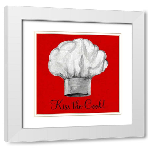 Kiss the Cook White Modern Wood Framed Art Print with Double Matting by Ritter, Gina