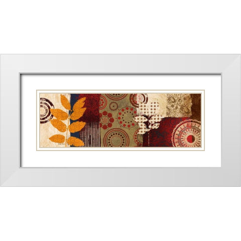 Fall Leaf Panel II White Modern Wood Framed Art Print with Double Matting by Marcon, Michael