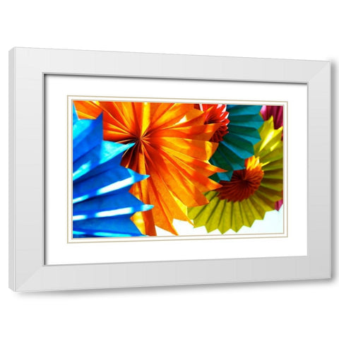 Paper Flowers White Modern Wood Framed Art Print with Double Matting by Peck, Gail