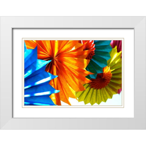 Paper Flowers White Modern Wood Framed Art Print with Double Matting by Peck, Gail
