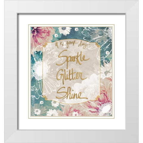 Ethereal Flowers on your Day White Modern Wood Framed Art Print with Double Matting by Peck, Gail