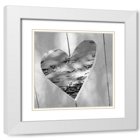 B-W Heart Full of Love White Modern Wood Framed Art Print with Double Matting by Peck, Gail