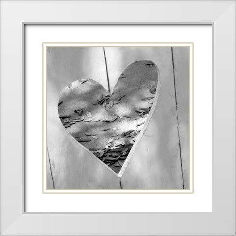 B-W Heart Full of Love White Modern Wood Framed Art Print with Double Matting by Peck, Gail