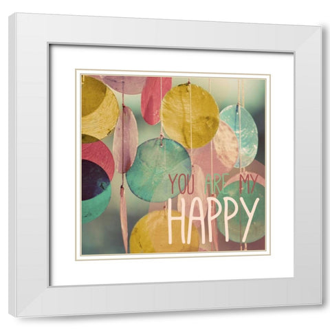 Happy White Modern Wood Framed Art Print with Double Matting by Peck, Gail
