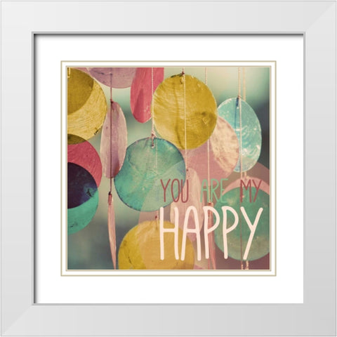 Happy White Modern Wood Framed Art Print with Double Matting by Peck, Gail