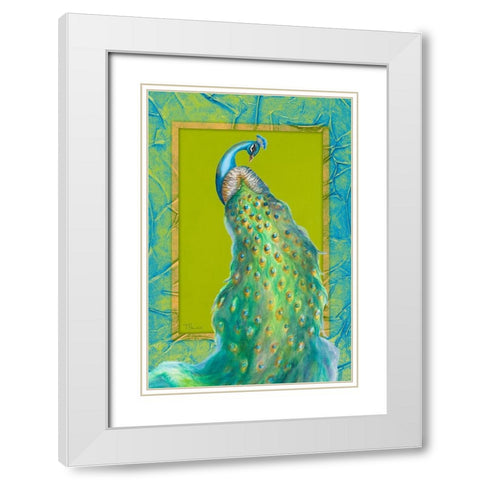 Peacock Daze II White Modern Wood Framed Art Print with Double Matting by Hakimipour, Tiffany