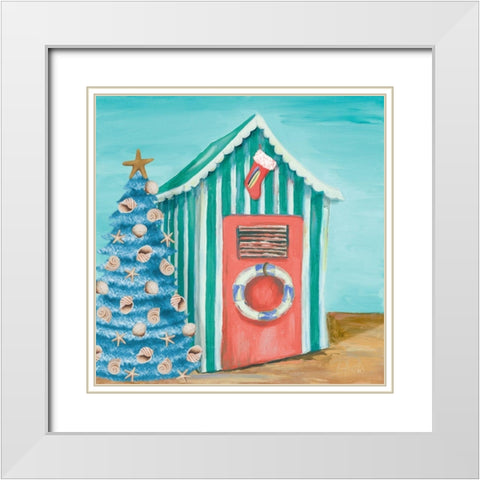 Peach Cabana Christmas White Modern Wood Framed Art Print with Double Matting by Pinto, Patricia