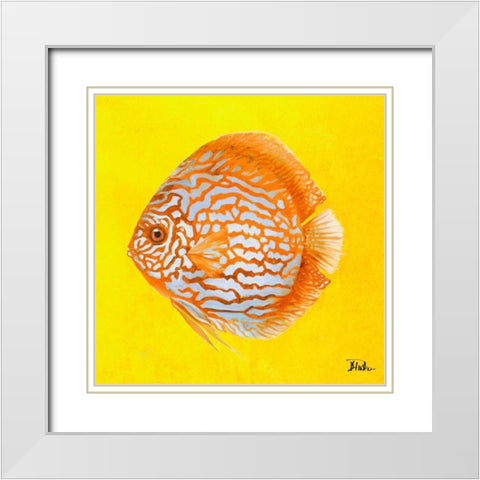 Bright Aquatic Life IV White Modern Wood Framed Art Print with Double Matting by Pinto, Patricia