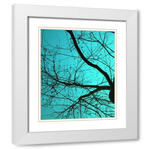 Branches on Teal I White Modern Wood Framed Art Print with Double Matting by Peck, Gail
