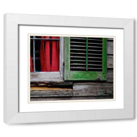 Cabin Shutters White Modern Wood Framed Art Print with Double Matting by Peck, Gail