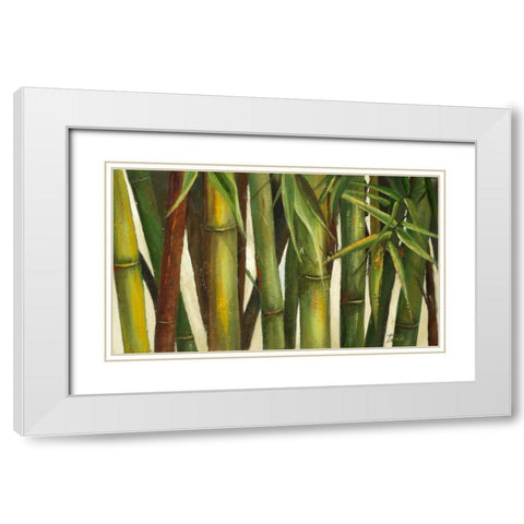 Bamboo on Beige I White Modern Wood Framed Art Print with Double Matting by Pinto, Patricia