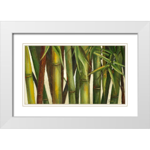 Bamboo on Beige I White Modern Wood Framed Art Print with Double Matting by Pinto, Patricia