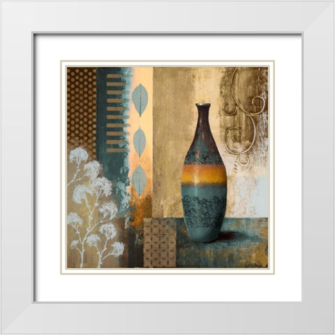 Earthly Pottery I White Modern Wood Framed Art Print with Double Matting by Marcon, Michael