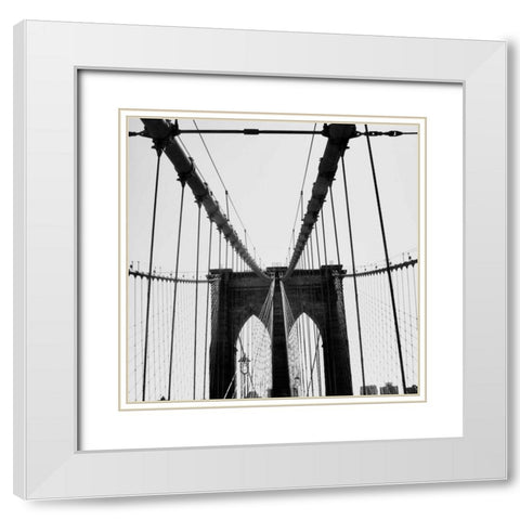 Brooklyn Bridge I White Modern Wood Framed Art Print with Double Matting by Biscardi, Nicholas