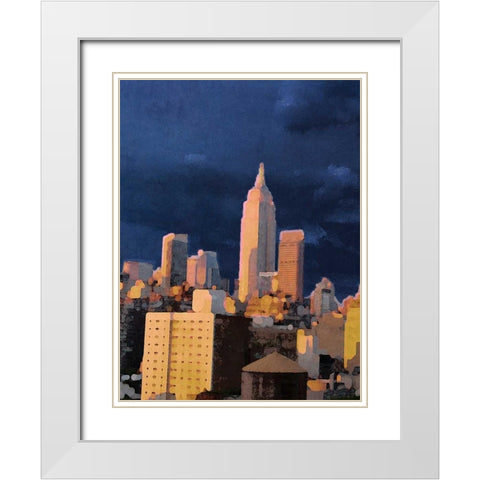 The City I White Modern Wood Framed Art Print with Double Matting by Biscardi, Nicholas