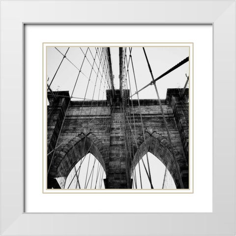Brooklyn Bridge II White Modern Wood Framed Art Print with Double Matting by Biscardi, Nicholas