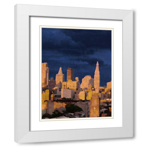 The City II White Modern Wood Framed Art Print with Double Matting by Biscardi, Nicholas