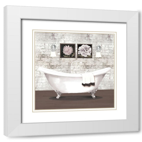 Brick Bath I White Modern Wood Framed Art Print with Double Matting by Medley, Elizabeth