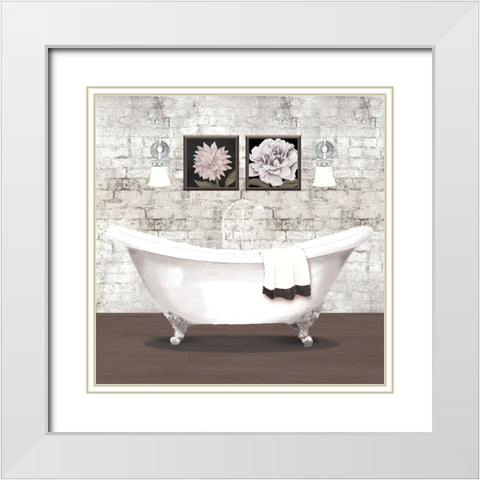 Brick Bath I White Modern Wood Framed Art Print with Double Matting by Medley, Elizabeth