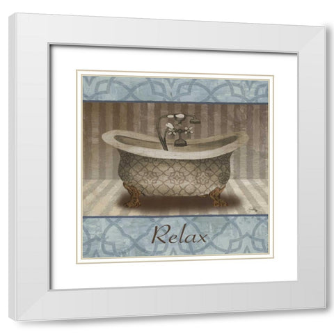 Relax White Modern Wood Framed Art Print with Double Matting by Medley, Elizabeth