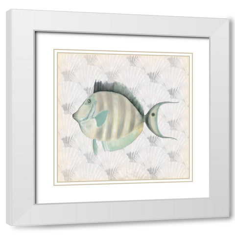 Neutral Vintage Fish I White Modern Wood Framed Art Print with Double Matting by Medley, Elizabeth