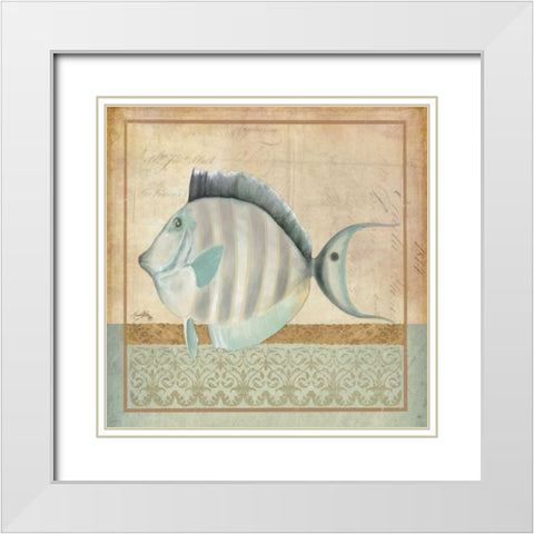 Vintage Fish III White Modern Wood Framed Art Print with Double Matting by Medley, Elizabeth