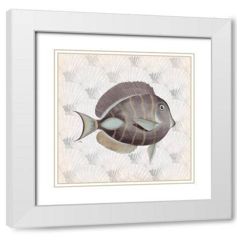 Neutral Vintage Fish II White Modern Wood Framed Art Print with Double Matting by Medley, Elizabeth
