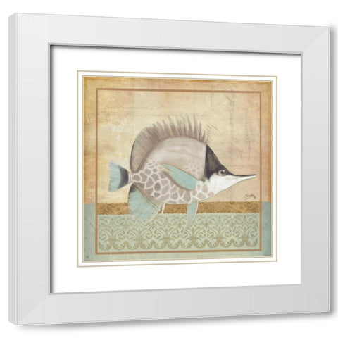 Vintage Fish IV White Modern Wood Framed Art Print with Double Matting by Medley, Elizabeth
