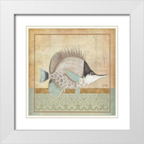 Vintage Fish IV White Modern Wood Framed Art Print with Double Matting by Medley, Elizabeth