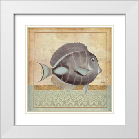 Vintage Fish II White Modern Wood Framed Art Print with Double Matting by Medley, Elizabeth