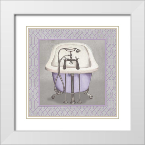 Lavender Bathroom I White Modern Wood Framed Art Print with Double Matting by Medley, Elizabeth