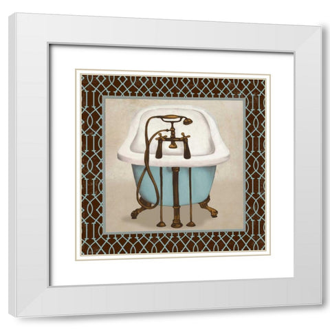 Chic Lattice Bath I White Modern Wood Framed Art Print with Double Matting by Medley, Elizabeth