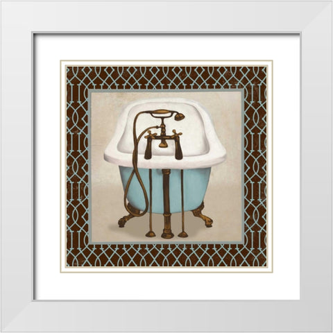 Chic Lattice Bath I White Modern Wood Framed Art Print with Double Matting by Medley, Elizabeth