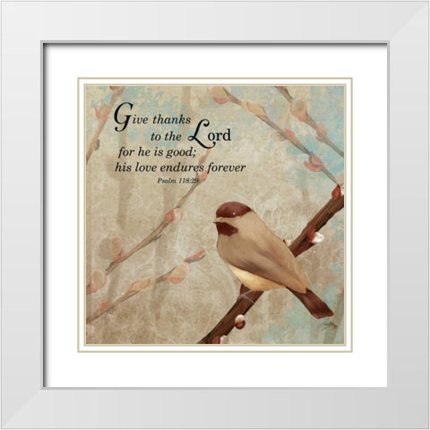 Give Thanks White Modern Wood Framed Art Print with Double Matting by Medley, Elizabeth