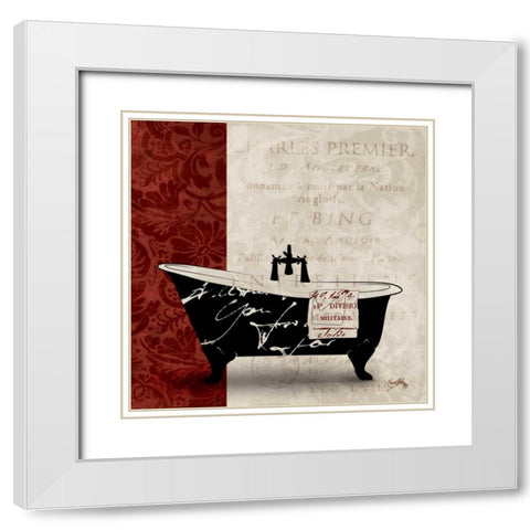 Red and Black Bath Tub I White Modern Wood Framed Art Print with Double Matting by Medley, Elizabeth