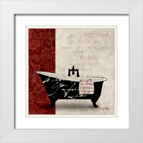 Red and Black Bath Tub I White Modern Wood Framed Art Print with Double Matting by Medley, Elizabeth