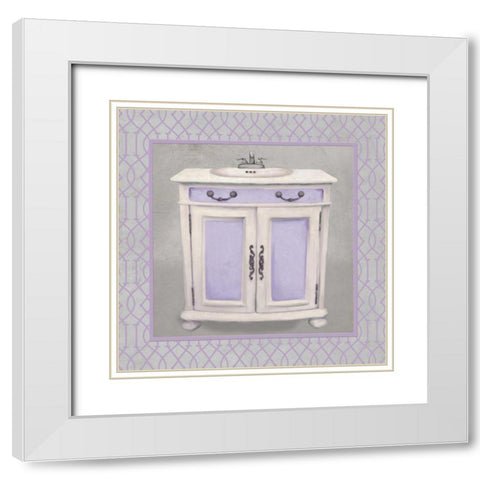 Lavender Bathroom II White Modern Wood Framed Art Print with Double Matting by Medley, Elizabeth