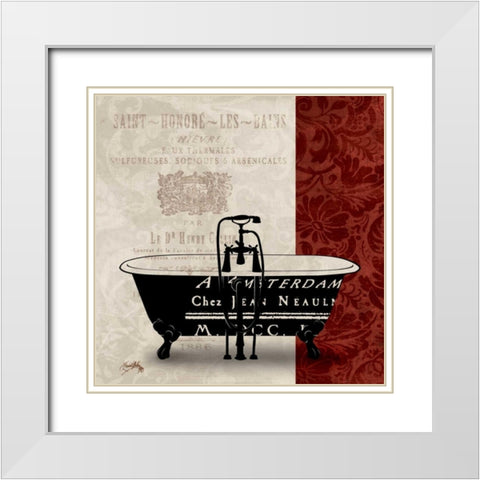 Red and Black Bath Tub II White Modern Wood Framed Art Print with Double Matting by Medley, Elizabeth