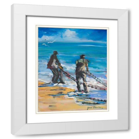 Fishermans Cove White Modern Wood Framed Art Print with Double Matting by Slivka, Jane